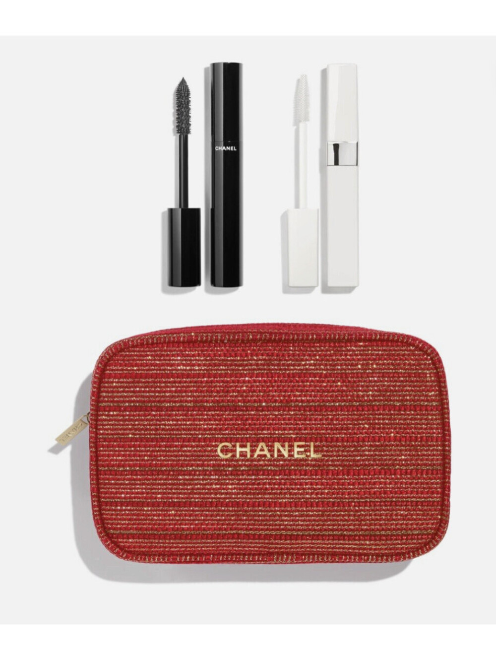 CHANEL Go To Extremes Mascara Set - NIB Limited Edition Red Gold Tweed Pouch